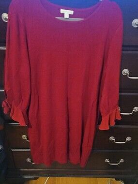 New York & Company Red Knit Top